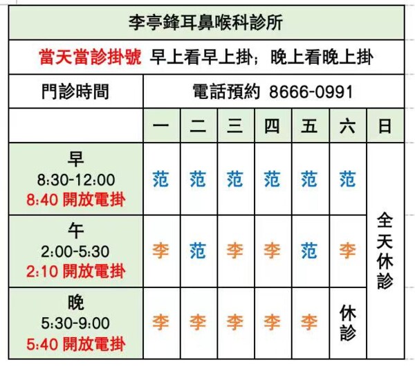 李亭鋒耳鼻喉科診所